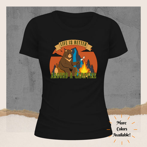 Life is Better by a Campfire Crewneck T-Shirt-Unisex